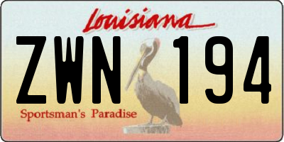 LA license plate ZWN194