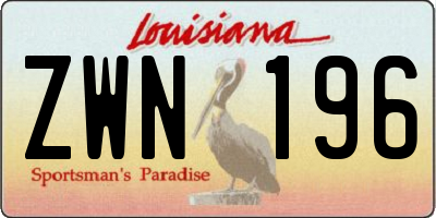 LA license plate ZWN196