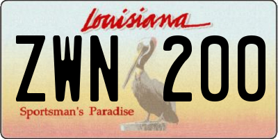 LA license plate ZWN200