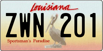 LA license plate ZWN201