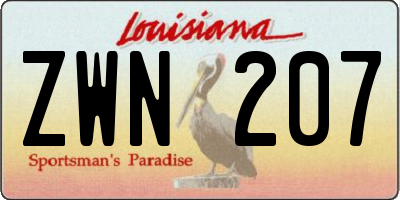 LA license plate ZWN207