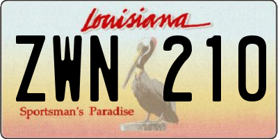 LA license plate ZWN210