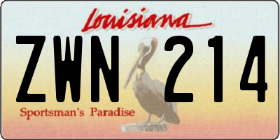 LA license plate ZWN214