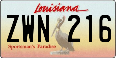 LA license plate ZWN216