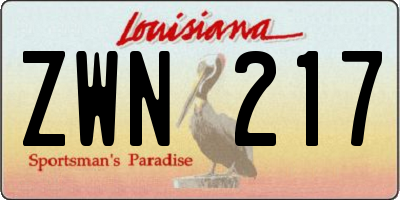 LA license plate ZWN217