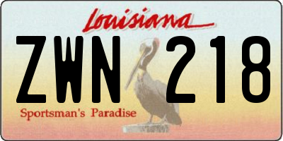 LA license plate ZWN218