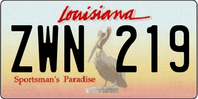 LA license plate ZWN219