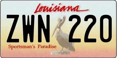 LA license plate ZWN220