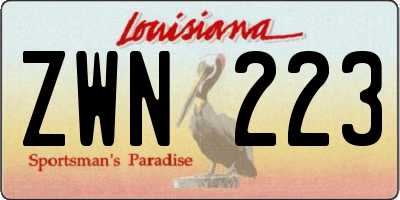 LA license plate ZWN223