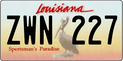 LA license plate ZWN227