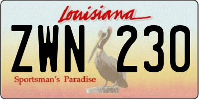 LA license plate ZWN230