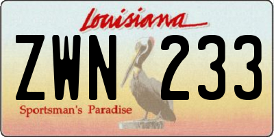 LA license plate ZWN233