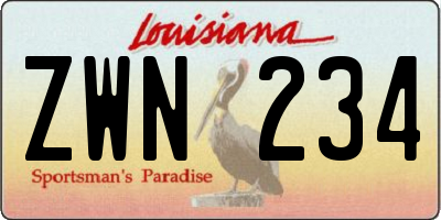 LA license plate ZWN234