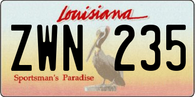 LA license plate ZWN235