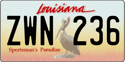 LA license plate ZWN236