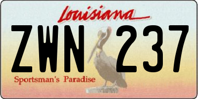 LA license plate ZWN237