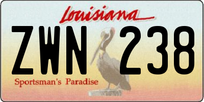 LA license plate ZWN238