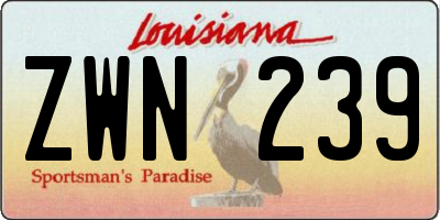 LA license plate ZWN239