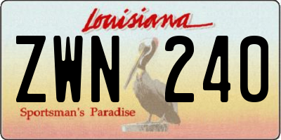 LA license plate ZWN240