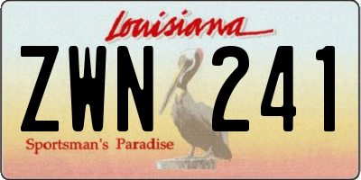 LA license plate ZWN241
