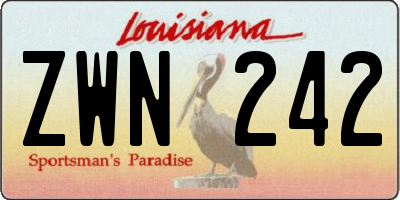 LA license plate ZWN242