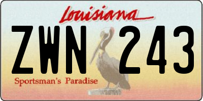 LA license plate ZWN243