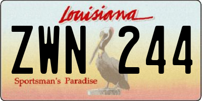 LA license plate ZWN244