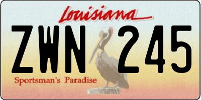 LA license plate ZWN245