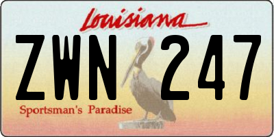 LA license plate ZWN247