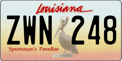 LA license plate ZWN248