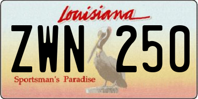 LA license plate ZWN250