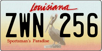 LA license plate ZWN256