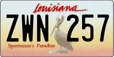 LA license plate ZWN257