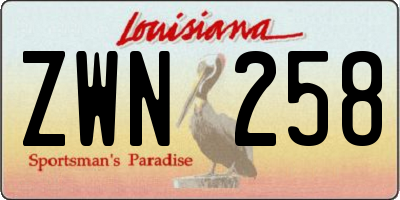 LA license plate ZWN258