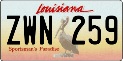 LA license plate ZWN259