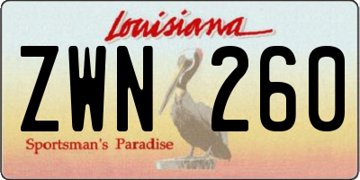 LA license plate ZWN260