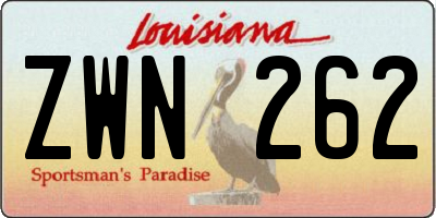 LA license plate ZWN262