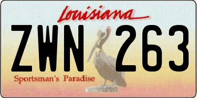 LA license plate ZWN263
