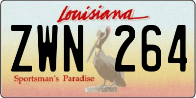 LA license plate ZWN264