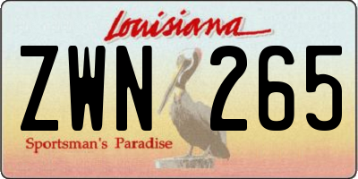 LA license plate ZWN265