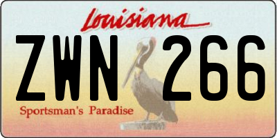 LA license plate ZWN266