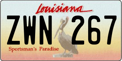 LA license plate ZWN267