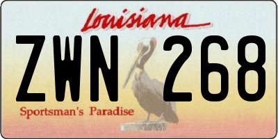 LA license plate ZWN268