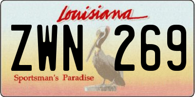 LA license plate ZWN269