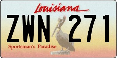 LA license plate ZWN271