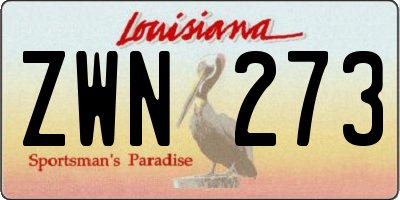 LA license plate ZWN273