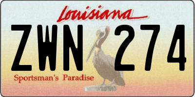 LA license plate ZWN274