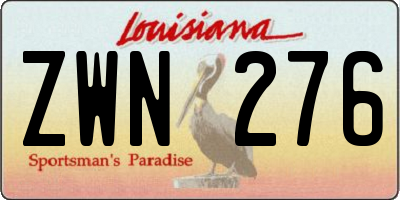 LA license plate ZWN276