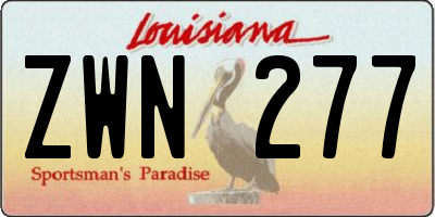 LA license plate ZWN277