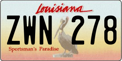 LA license plate ZWN278